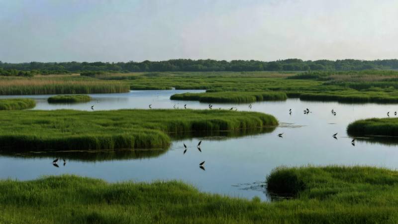 湿地飞鸟图图片