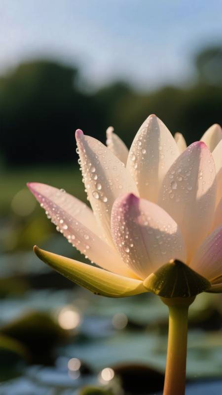 晨露莲绽放图片