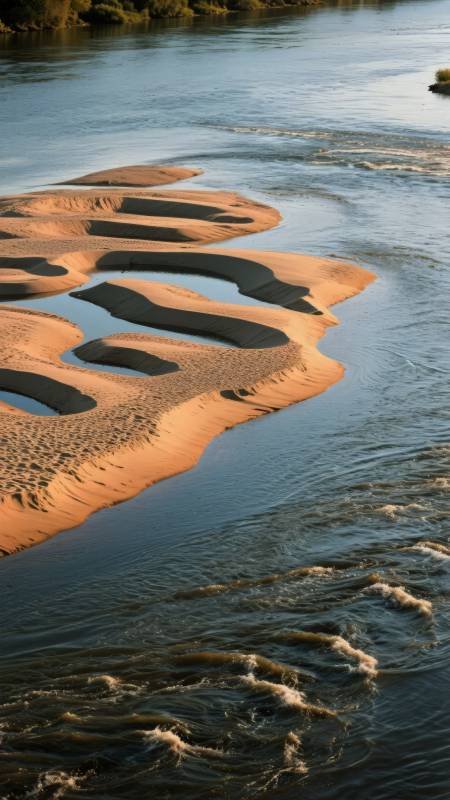 沙洲蜿蜒水中央图片