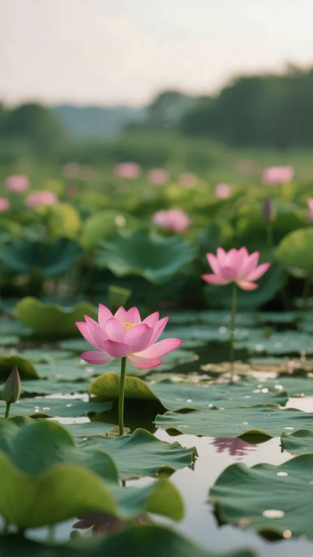 荷花静谧绽放图片