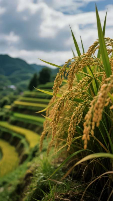 金稻梯田风光图片