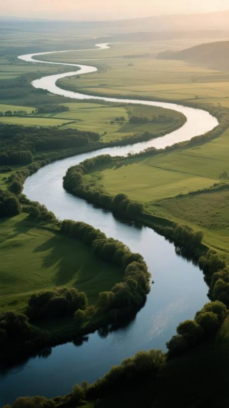 蜿蜒河谷绿意盎然图片
