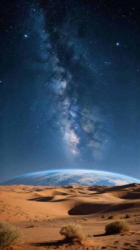 星河沙漠夜景图片