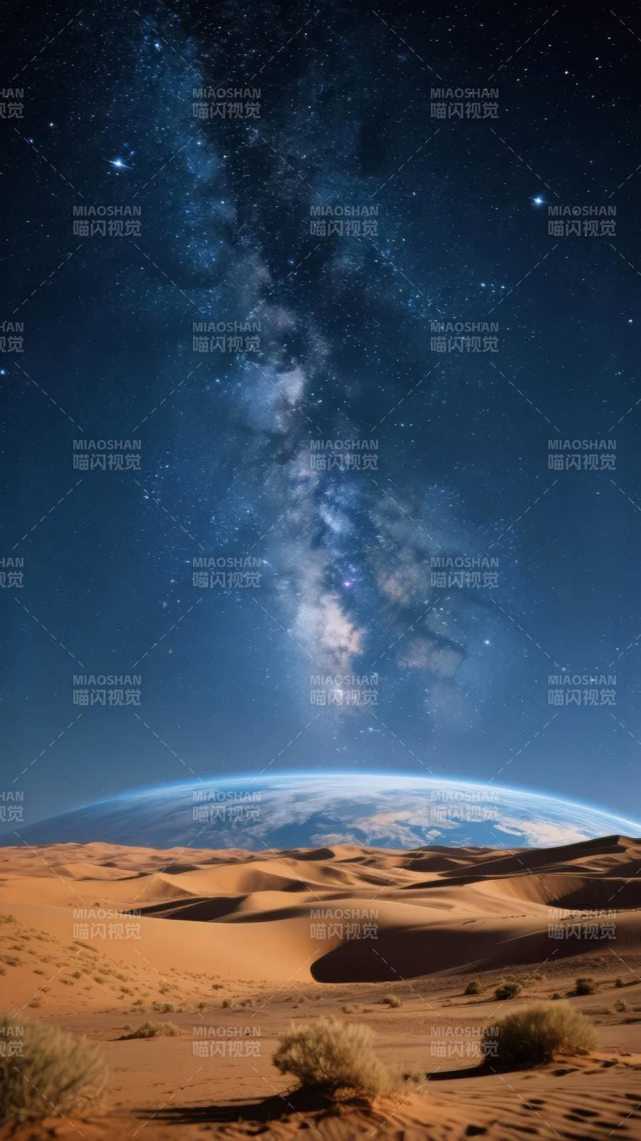 星河沙漠夜景图片