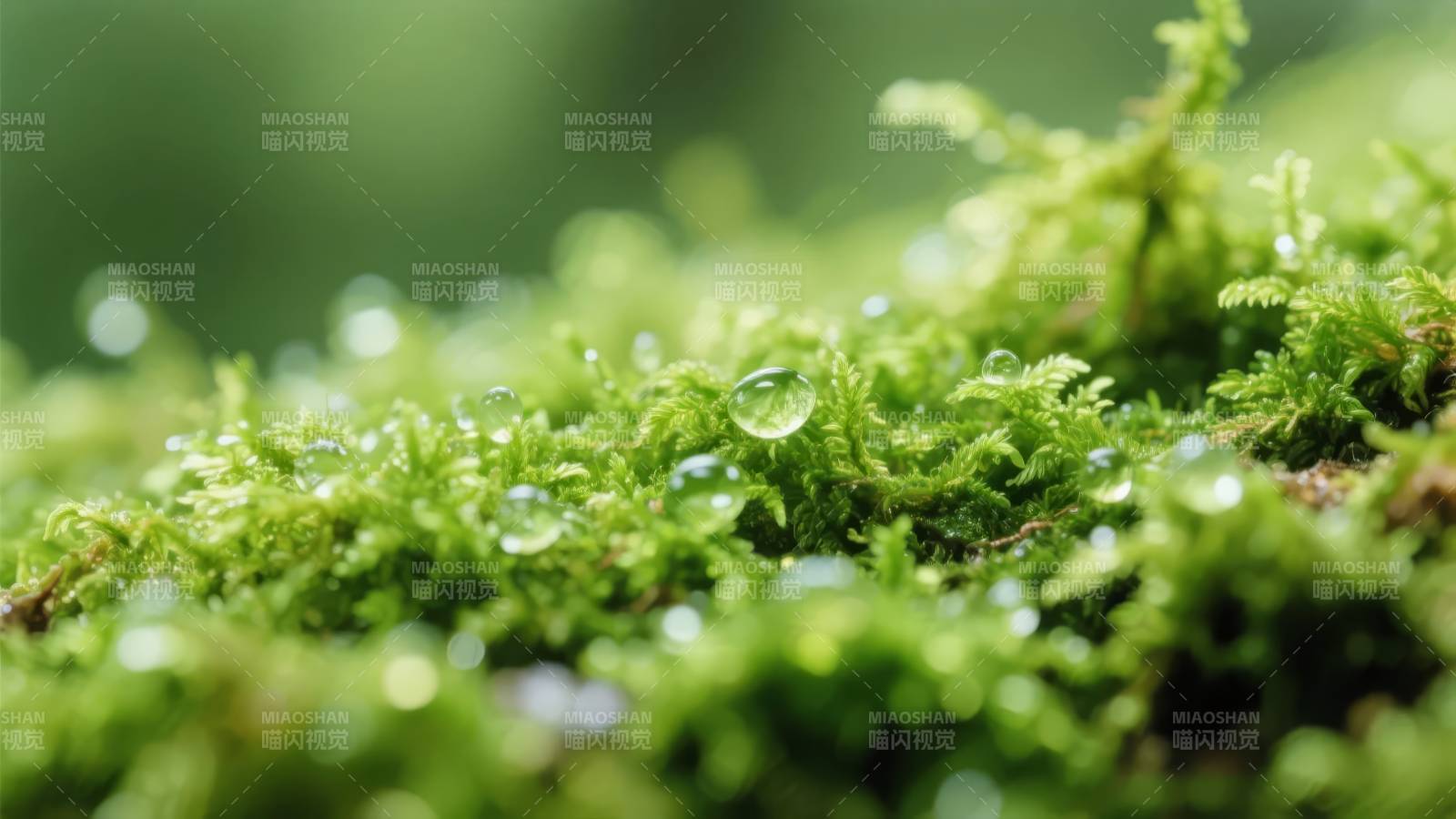 露珠点缀青苔图片