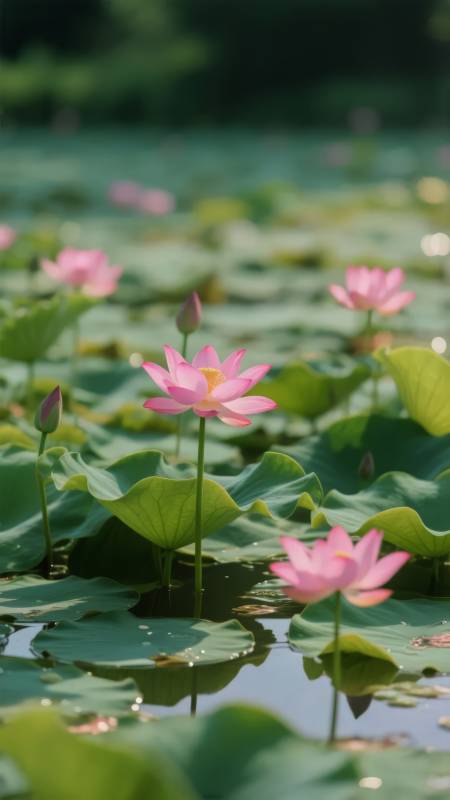 荷花映水 静谧之美图片