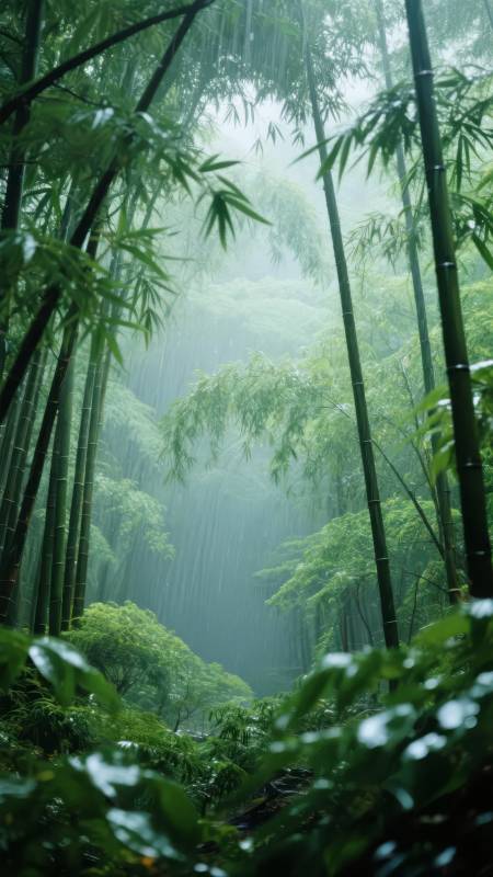 雨雾竹林图片