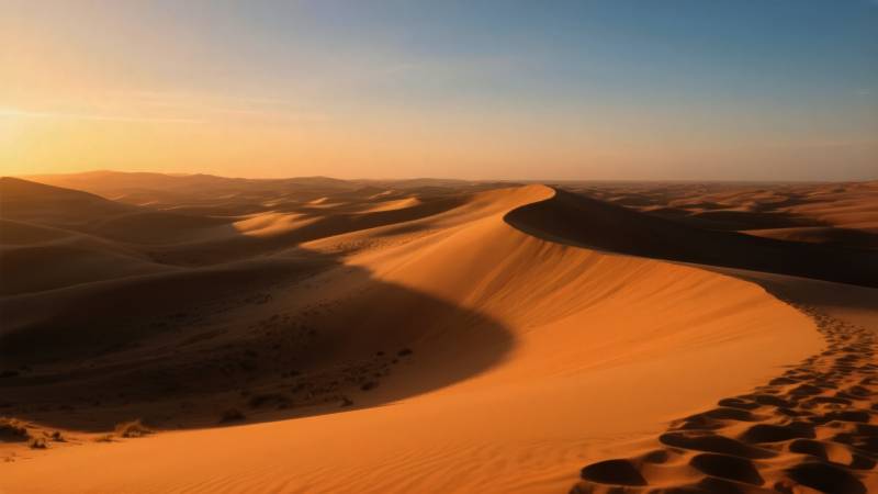 沙漠日落美景图片