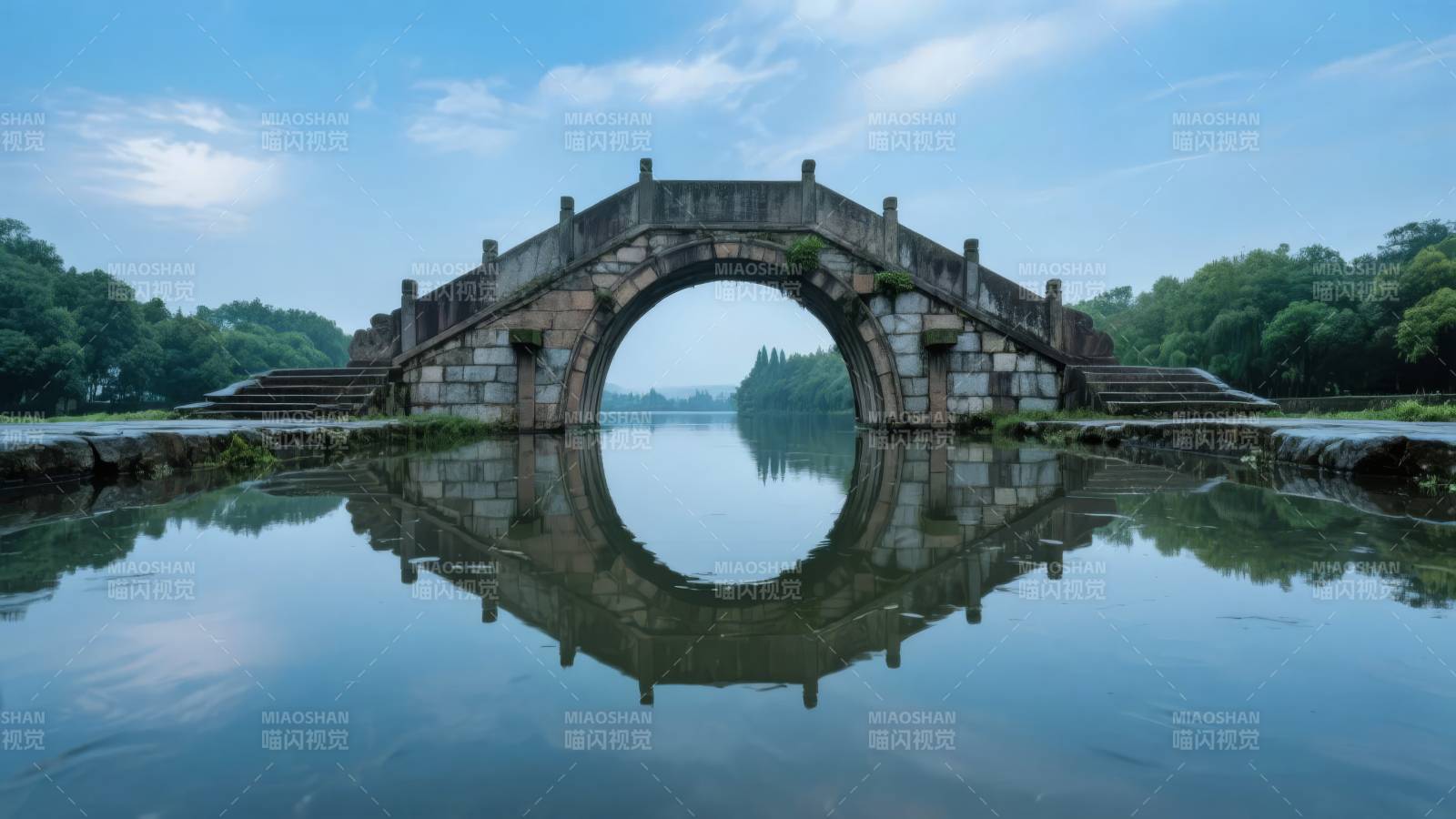 拱桥倒影如画图片