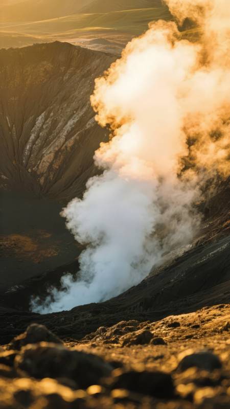 火山喷发烟雾升腾图片