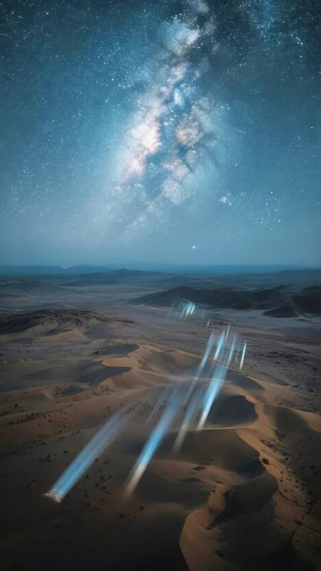 星河沙漠夜景图片