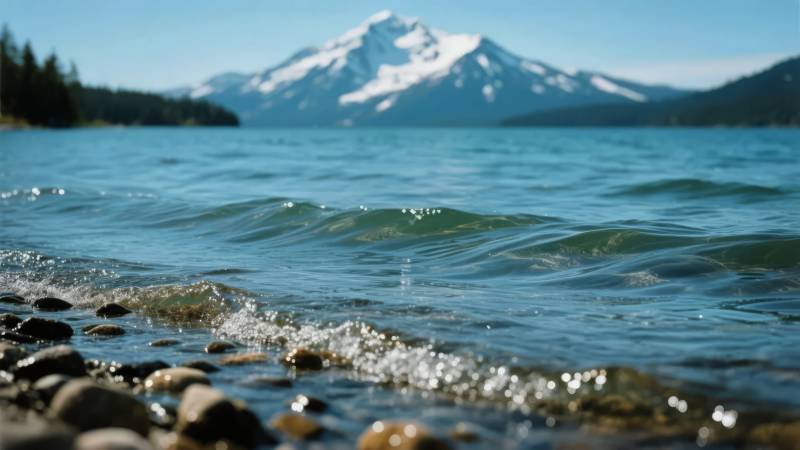 雪山湖畔静谧景图片