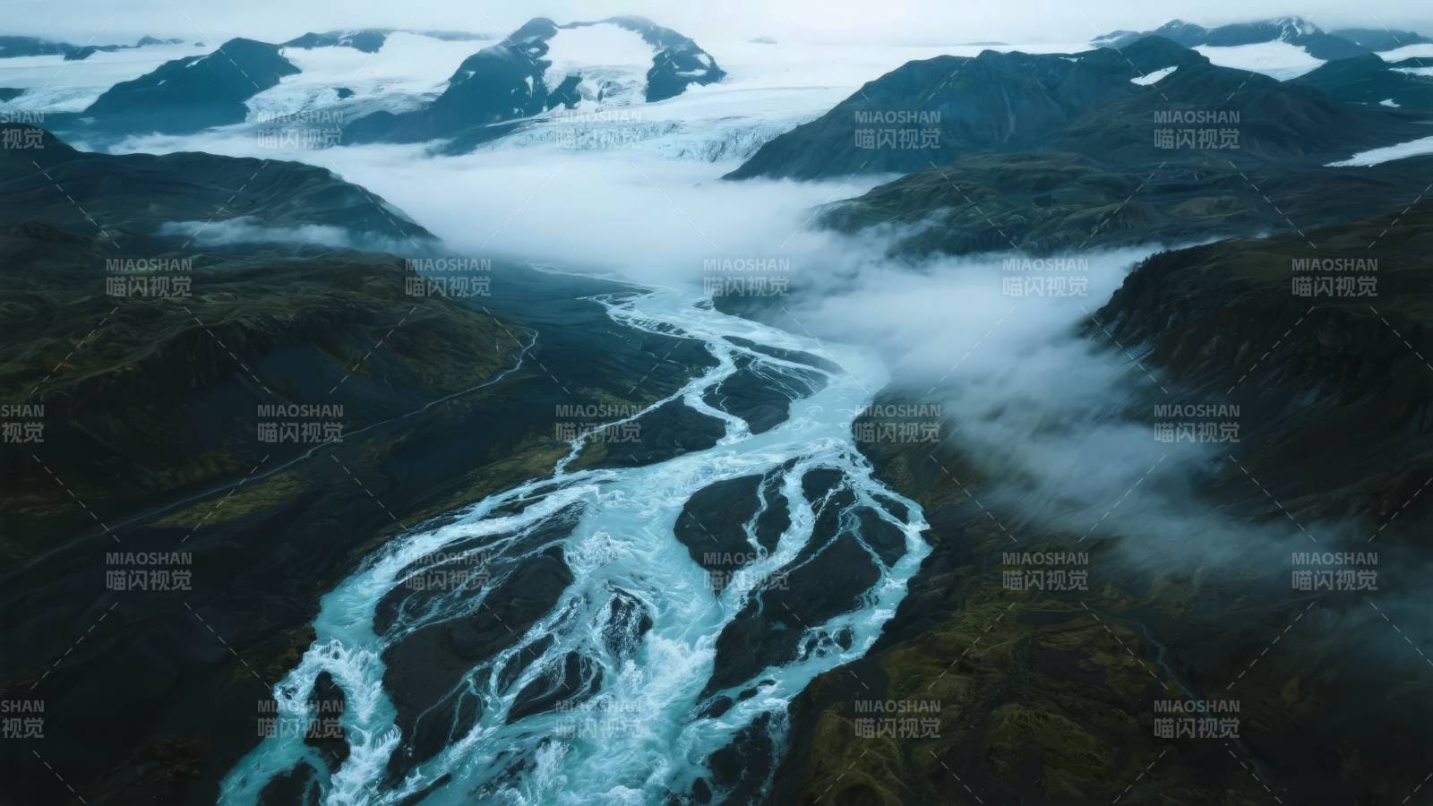 冰川河流穿山越岭图片