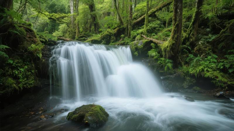 森林瀑布美景图片