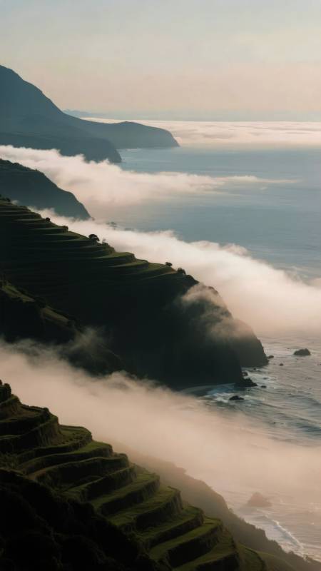 云海梯田悬崖图片