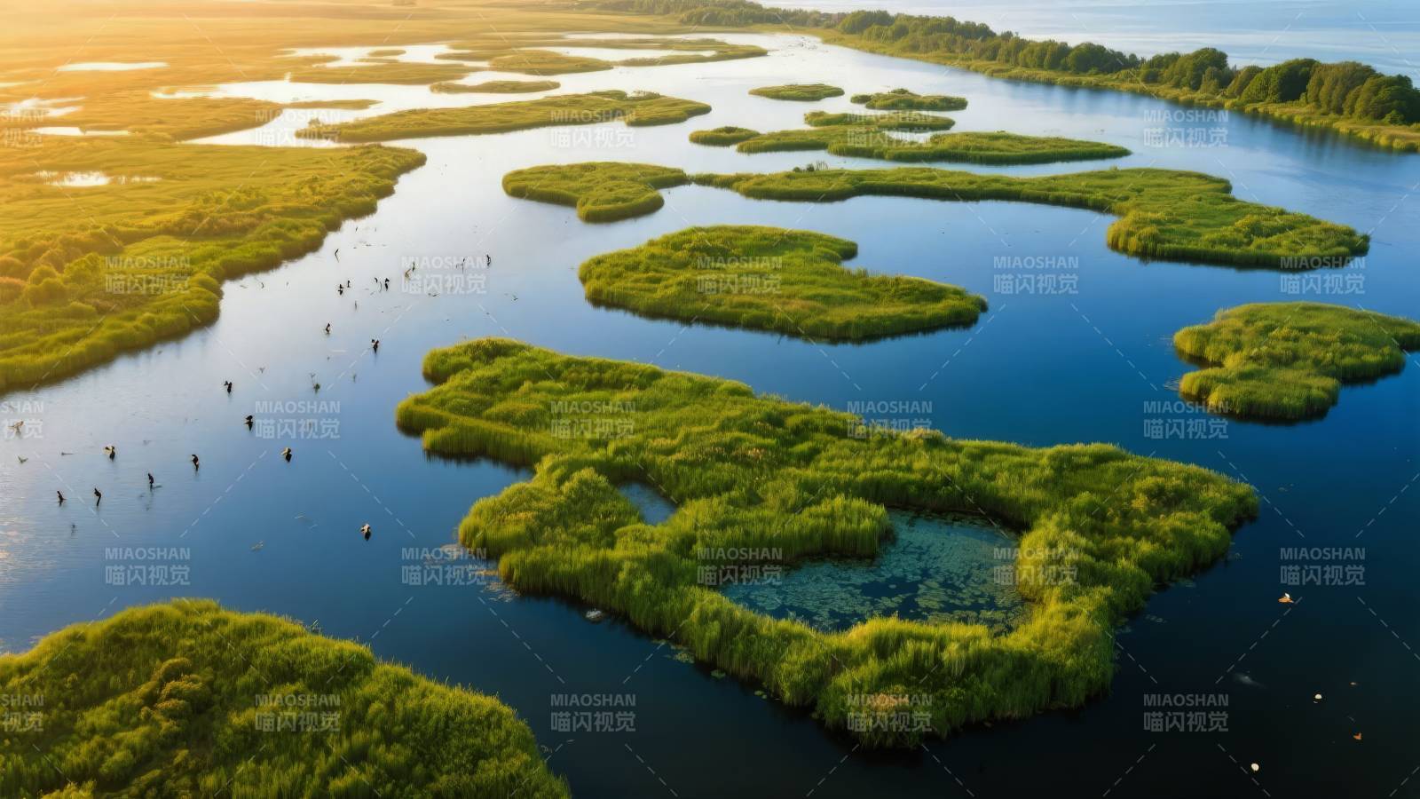 湿地绿洲航拍图片