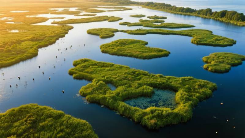 湿地绿洲航拍图片