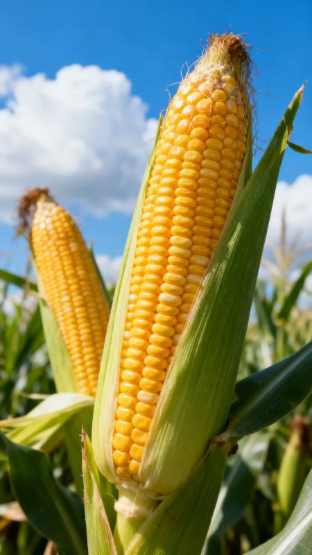 金黄玉米迎风摇曳图片