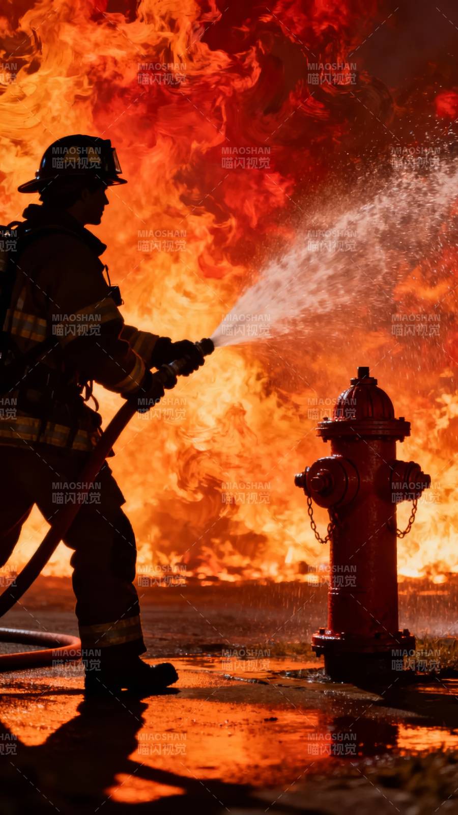 烈火中的消防员图片