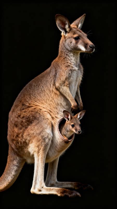 袋鼠母子温馨瞬间图片
