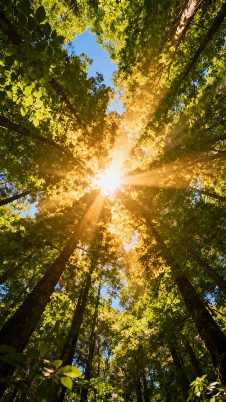 阳光穿透树冠图片