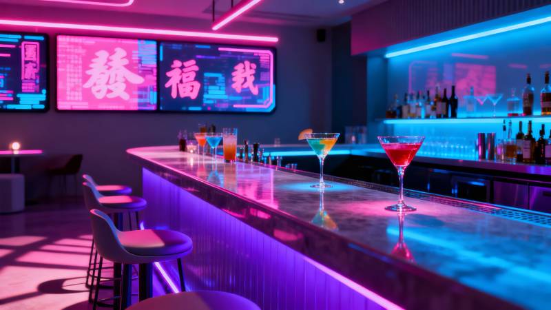 霓虹酒吧夜景图片