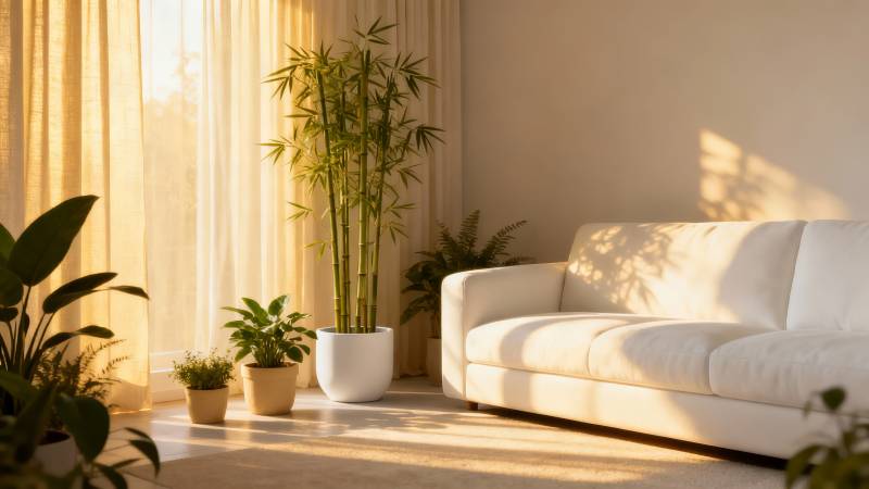 阳光洒落的温馨客厅图片