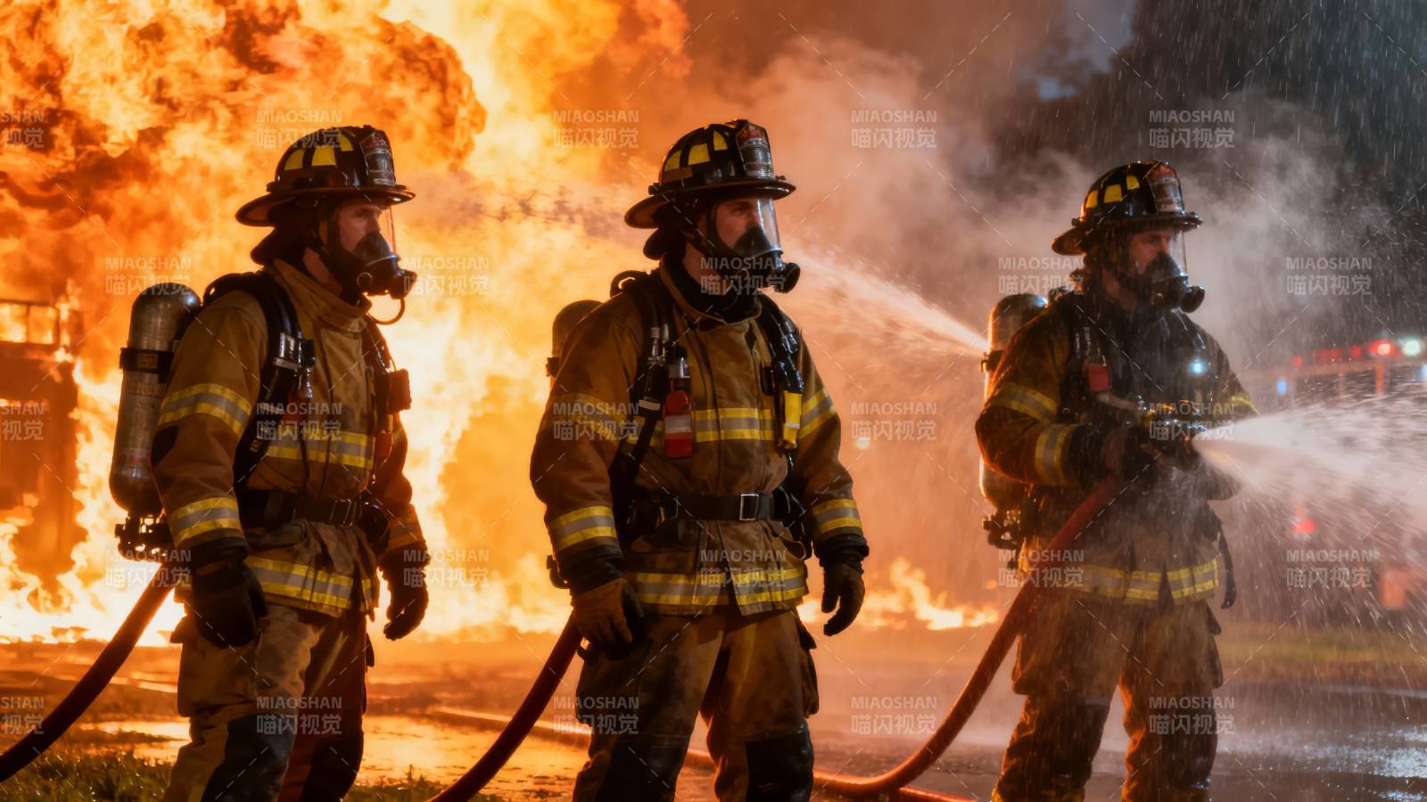 消防员勇斗烈火图片