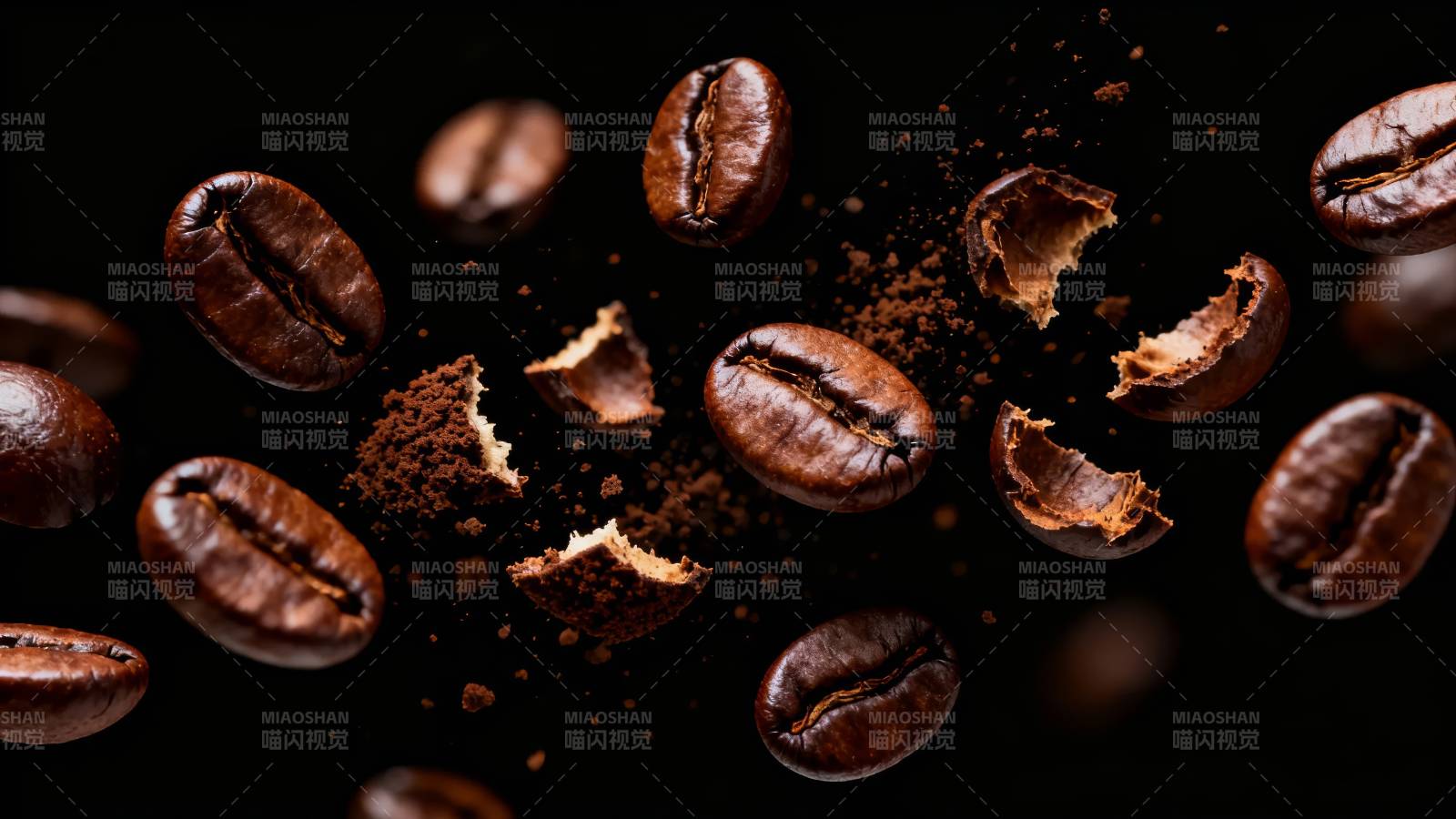 咖啡豆飞舞瞬间图片