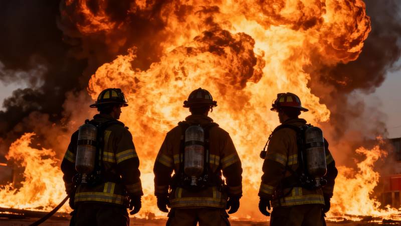 消防员勇战烈火图片