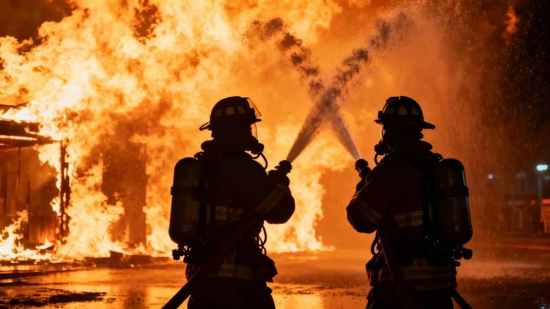 消防员扑灭大火图片