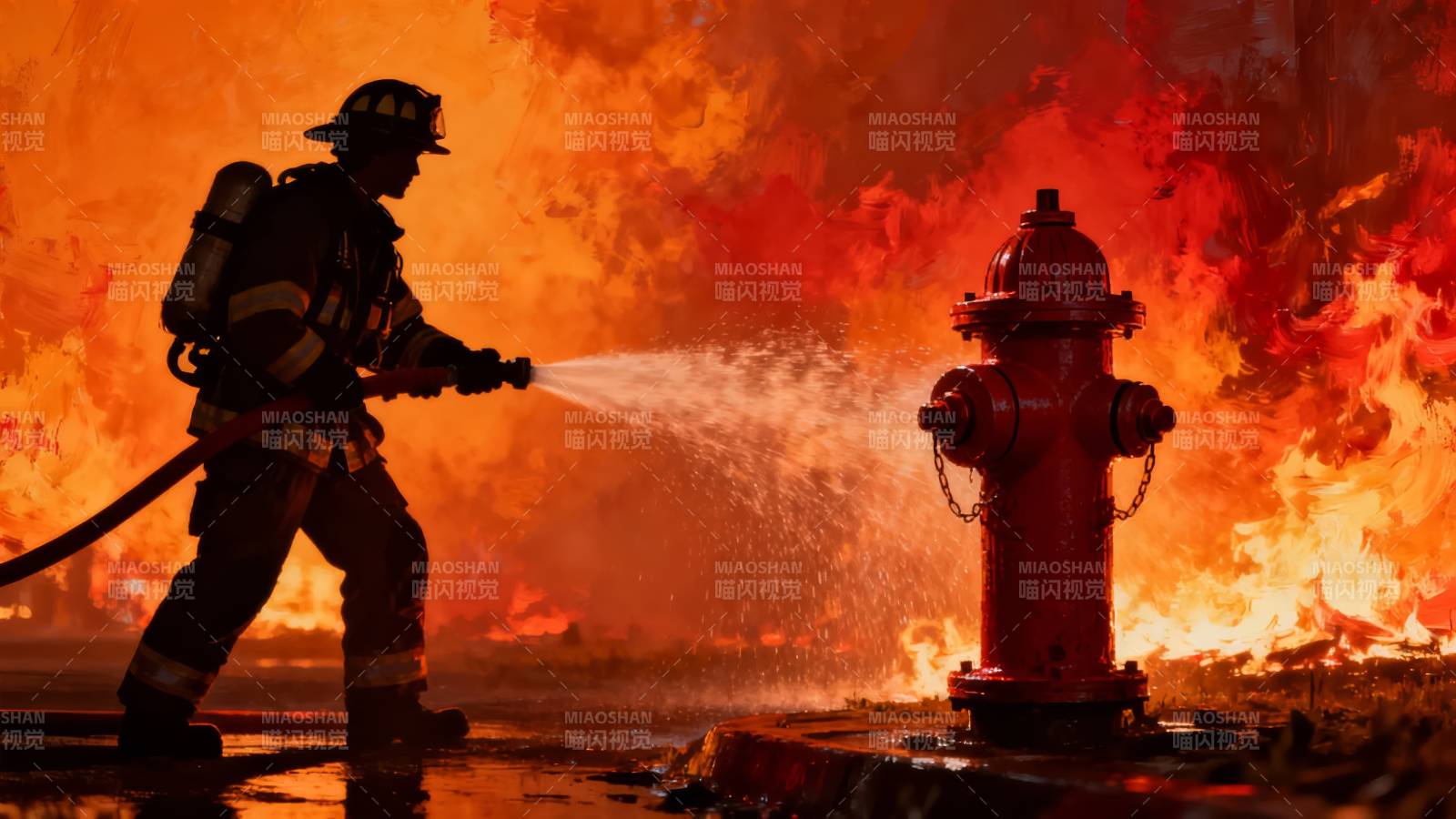 消防员扑灭大火图片