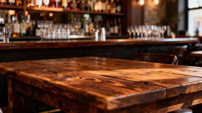 木质吧台静谧一角图片