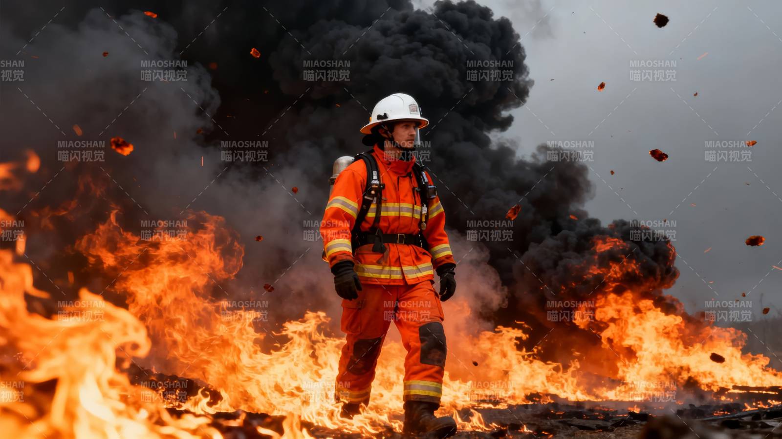 消防员勇斗烈火图片