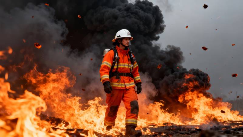 消防员勇斗烈火图片