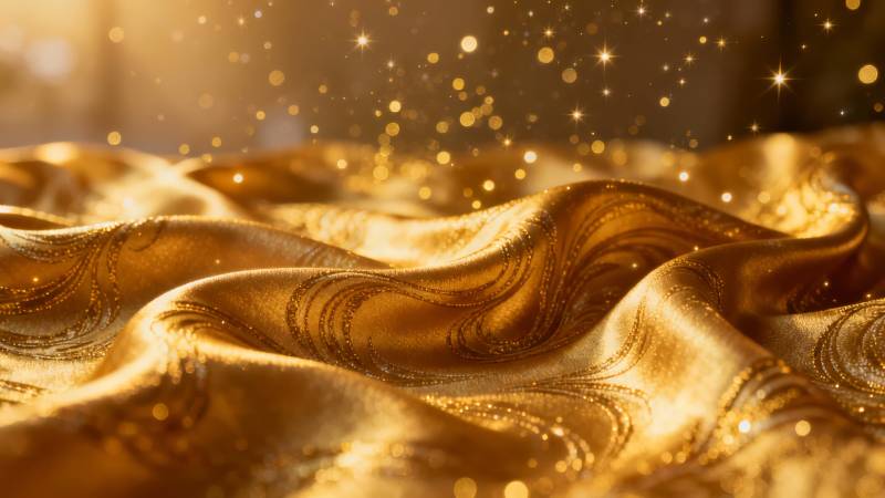 金色绸缎闪耀光芒图片