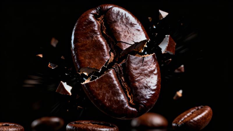 咖啡豆碎裂瞬间图片