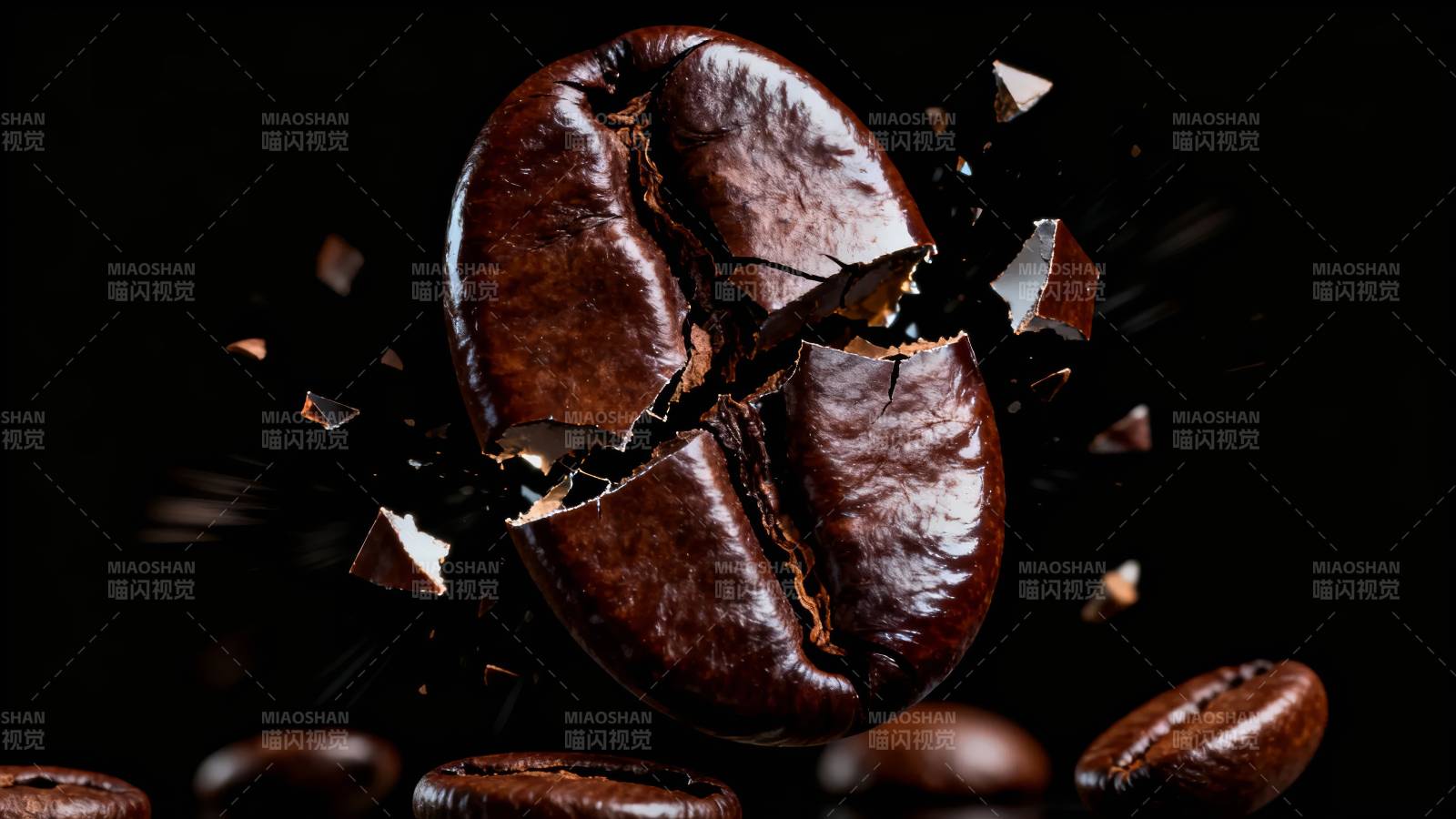 咖啡豆碎裂瞬间图片