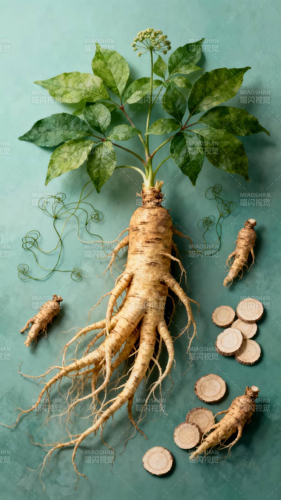 人参根茎展示图片