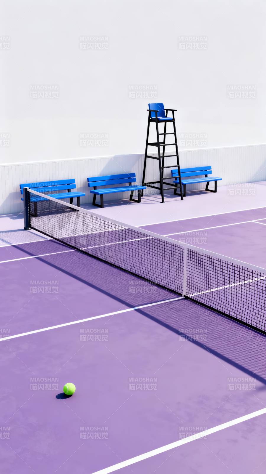 紫色网球场静景图片