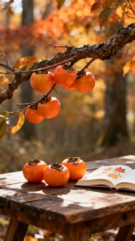 秋日柿子静读时图片