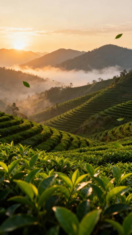 晨曦茶山云海图片