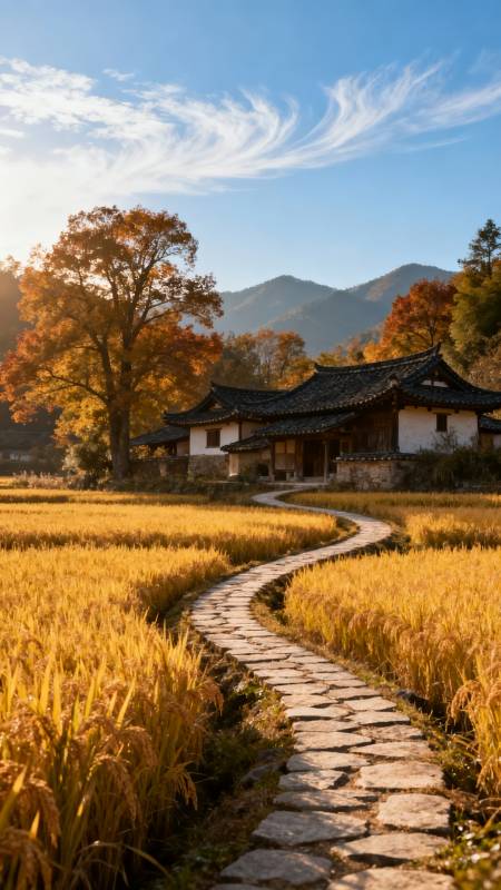 秋日田园小径图片