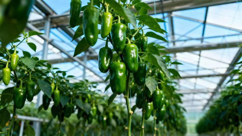 温室青椒丰收景象图片