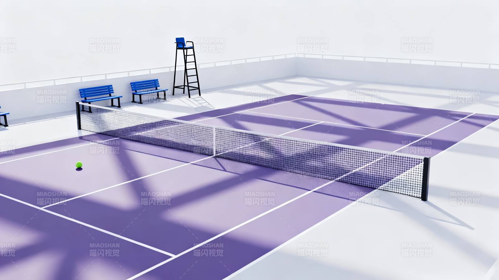 紫色网球场地图片
