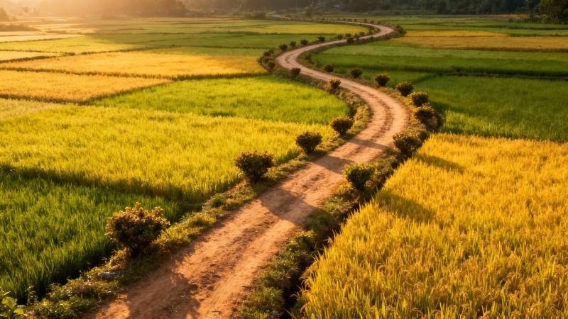 稻田小径蜿蜒图片