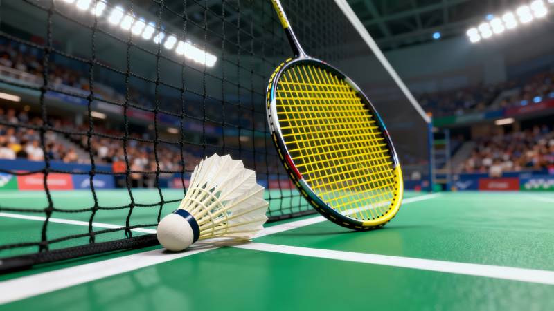 羽毛球赛场瞬间图片