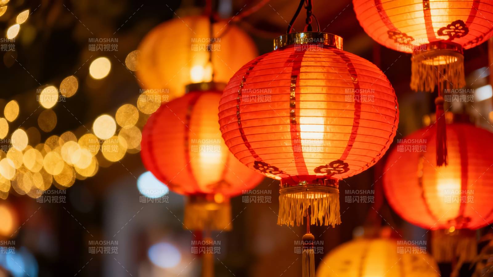 红灯笼夜景图片