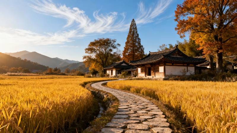 秋日田园小径图片