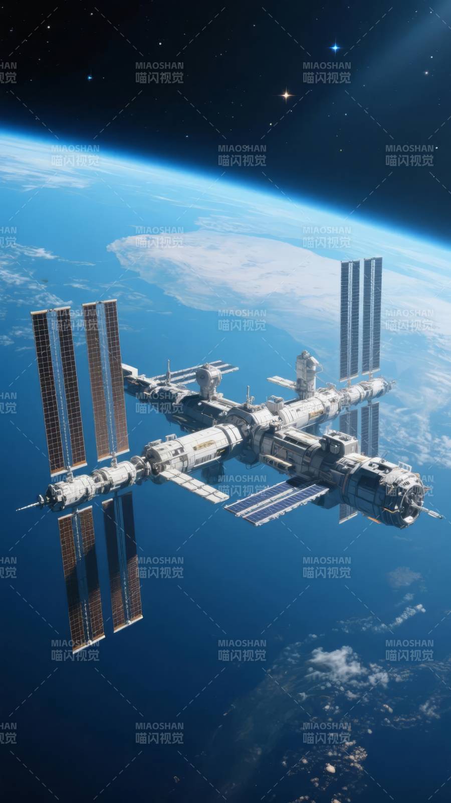 太空站翱翔地球之上图片